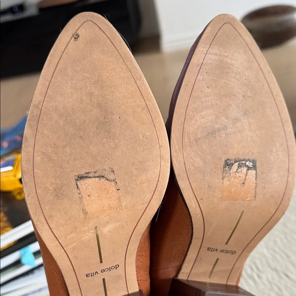 Dolce Vita Tan Leather Heeled Mules sz 9 EUC - Picture 6 of 8